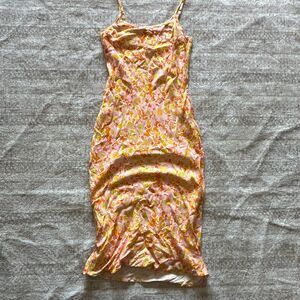 Rhythm. size small orange and pink floral print Hawaiian style dress